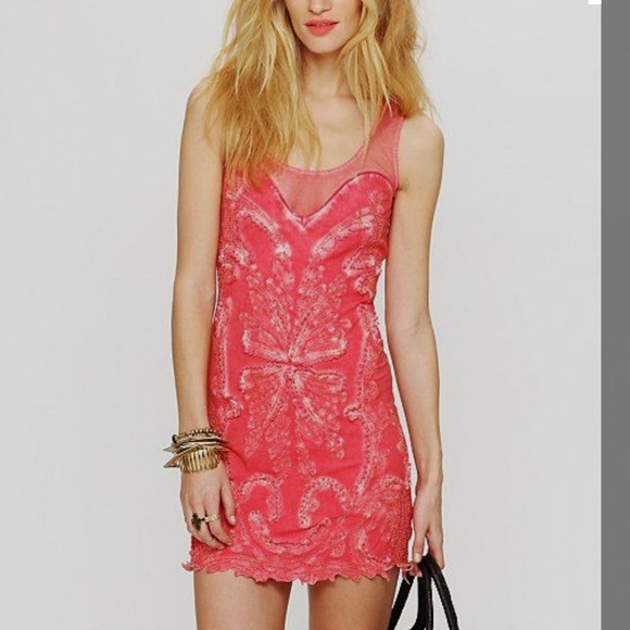 Free People Dresses & Skirts - Free People Red Icy Embellished Night Out Dress-xS